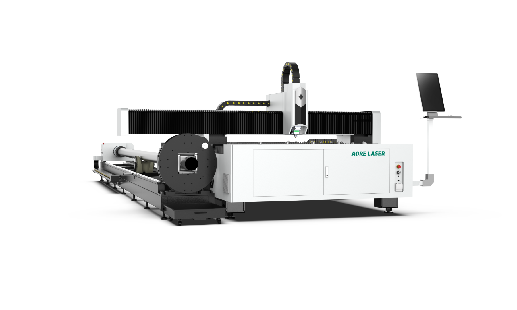 Technician operating CNC laser machine